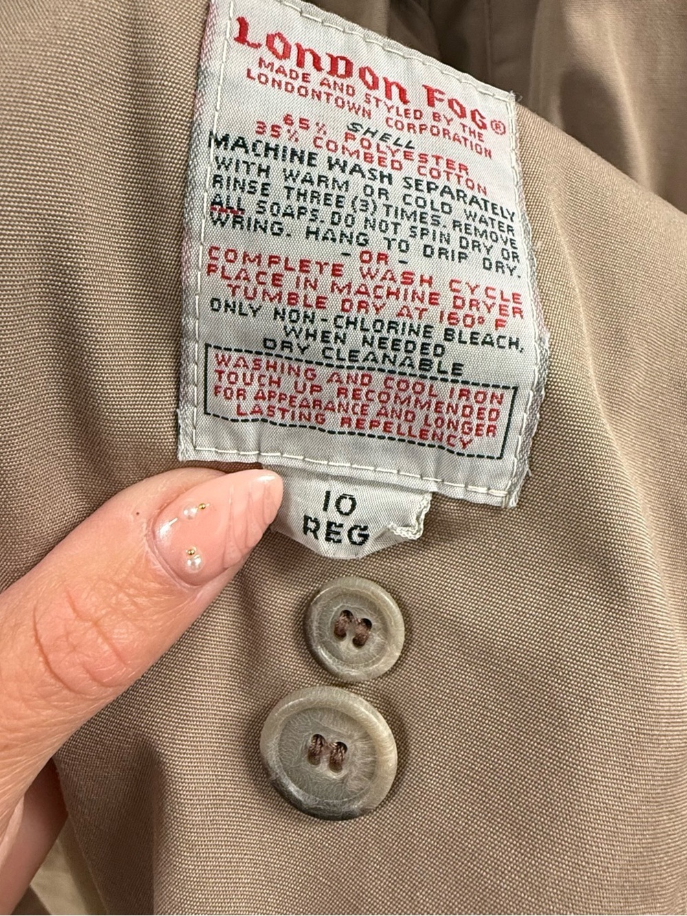 Vintage London Fog Belted Trench Coat Taupe Tan Double Breasted Women’s Size 10 - Picture 6 of 8